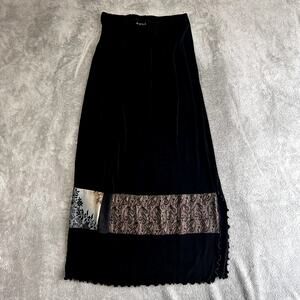 Vintage AHNI Handmade Slinky Maxi Skirt Womens 4 Lagenlook Boho Patchwork